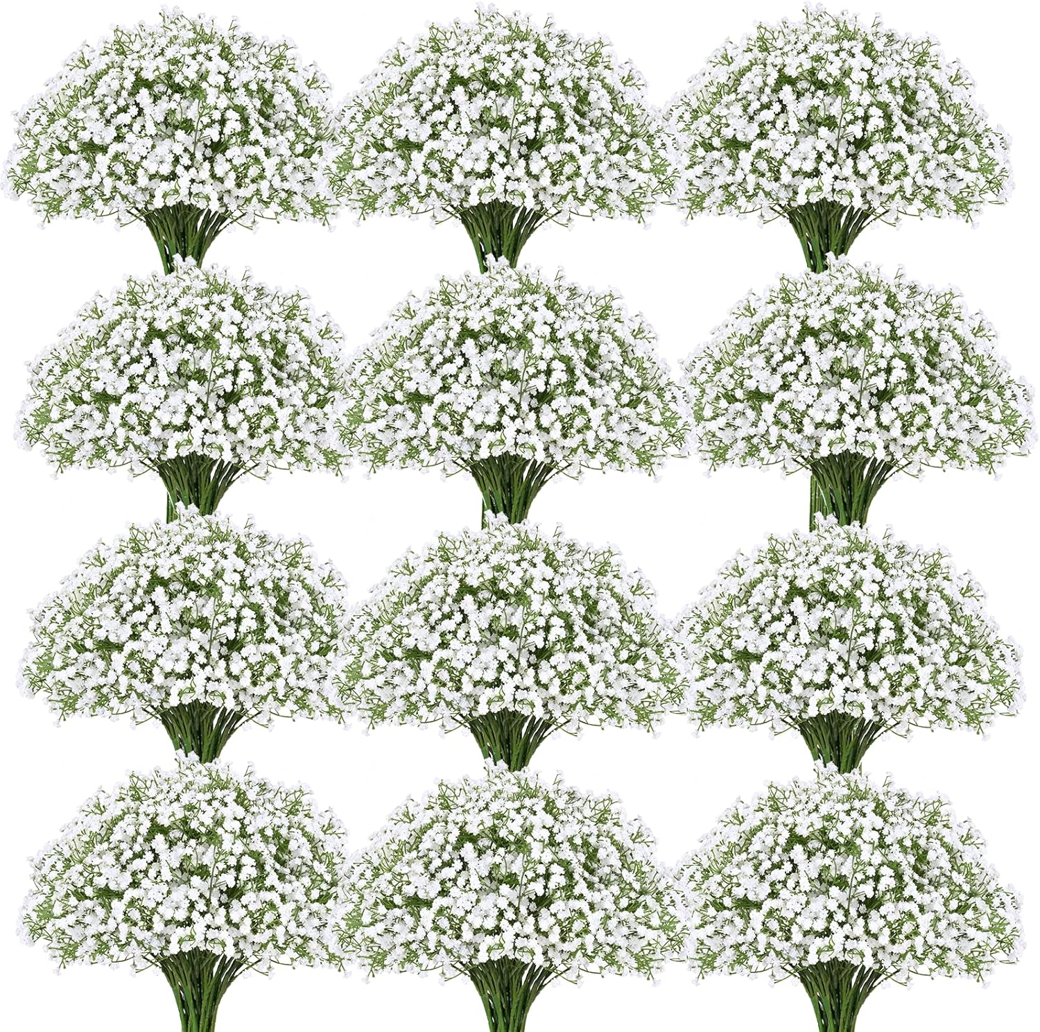 80 Pcs Babys Breath Artificial Flowers Bulk, Real Touch Fake White Babies Breath Flowers, Faux Gypsophila Bouquet for Wedding Home Decor Floral Arrangement White 80 Pcs