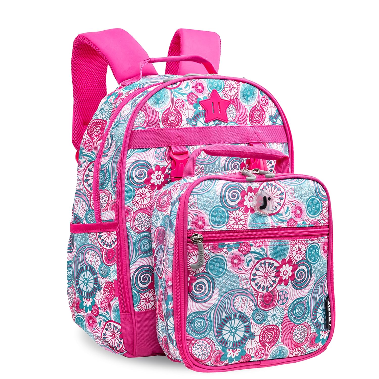 J World Duet Kids Backpack Lunch Box Set For Boys Girls Pre-K to Elementary School Blue Raspberry