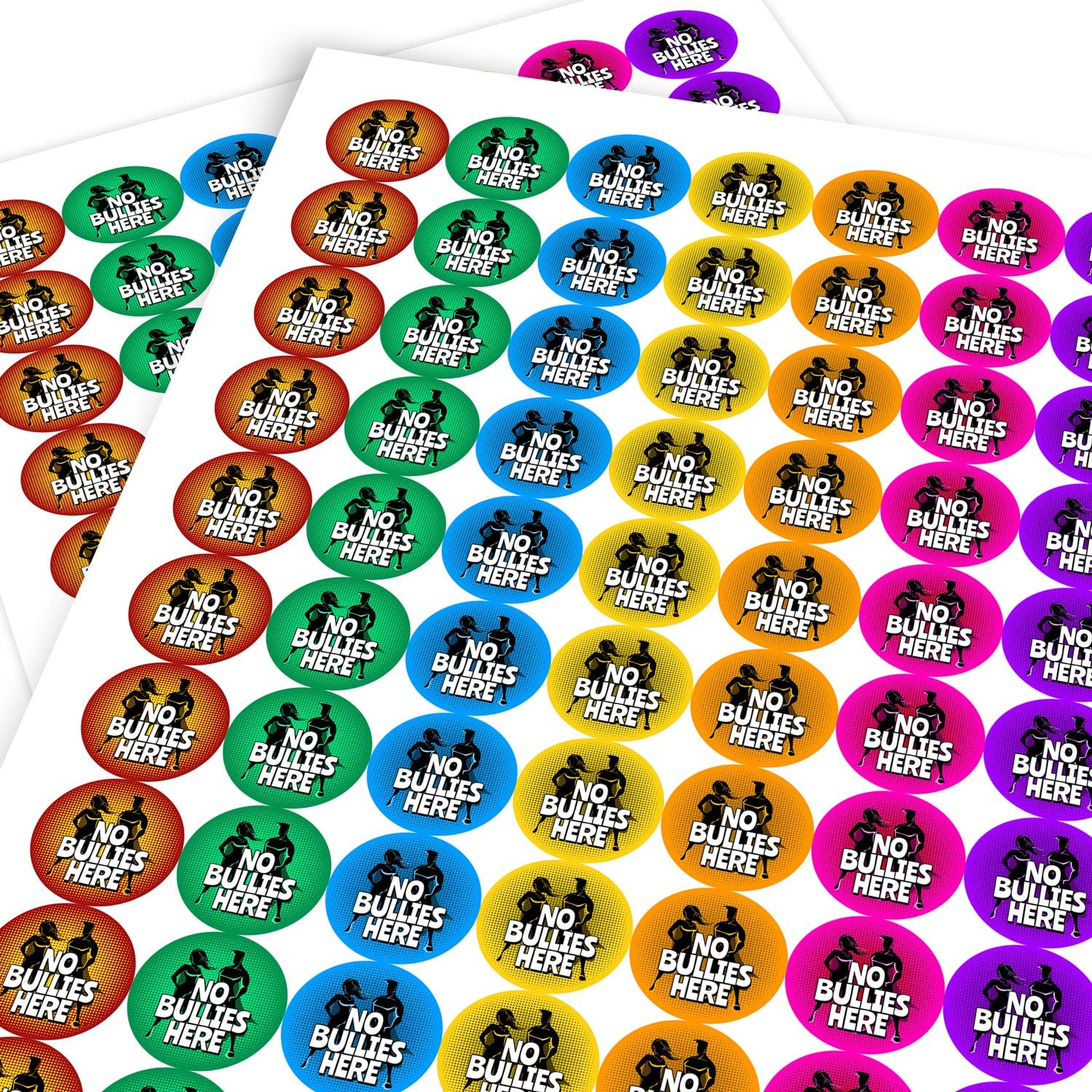 Anti-Bullying Comic Boy and Girl Superhero Reward Sticker Labels Children Parents Teachers Kids Party (2.5 cm x 140 / 2, A4 Sheets)