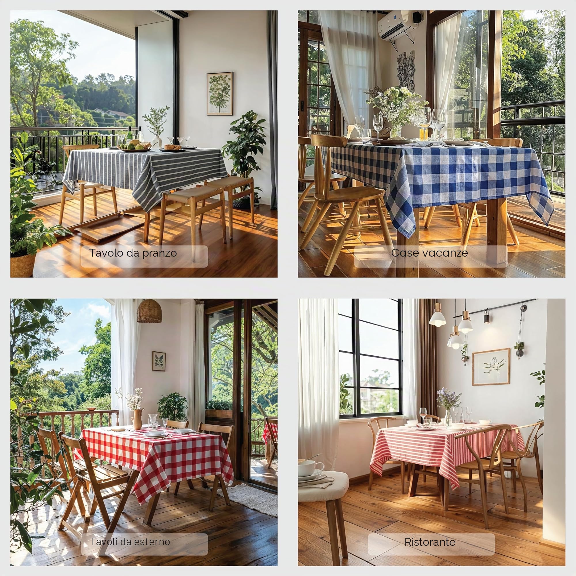 Encasa XO Tovaglia in Cotone, A Quadri Rettangolare, 56"x94"