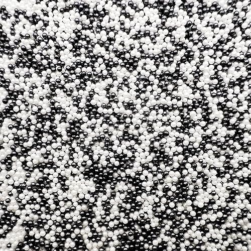 Miniatura 4 de SE Si&Moos Nonpareil - Mini perlas comestibles de 0.079 pulgadas en blanco y negro, gránulos blancos y negros para decoración de pasteles,