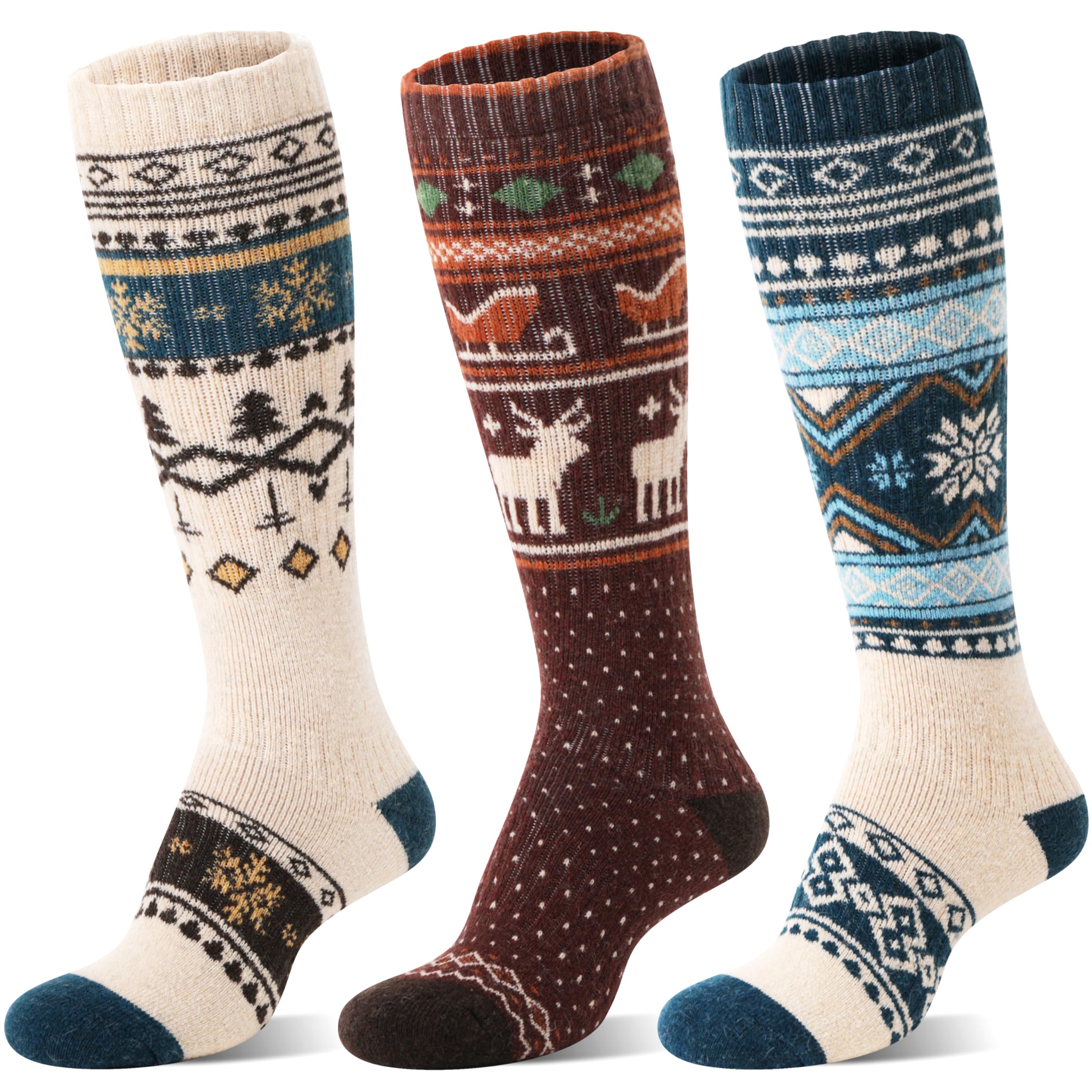 2 pairs merino wool ski socks for womens mens thermal winter warm thick knee high socks for skiing snowboarding