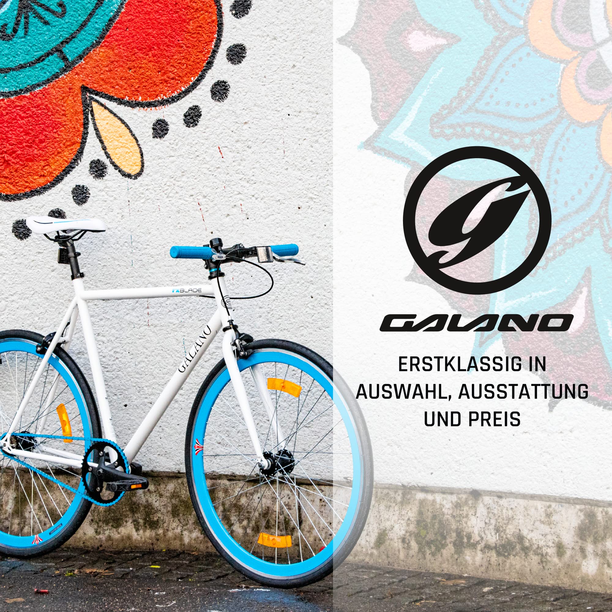 Galano 700C 28 Zoll Fixie Singlespeed Bike Blade 5 Farben zur Auswahl, Rahmengrösse:59 cm, Farbe:Weiss/grün