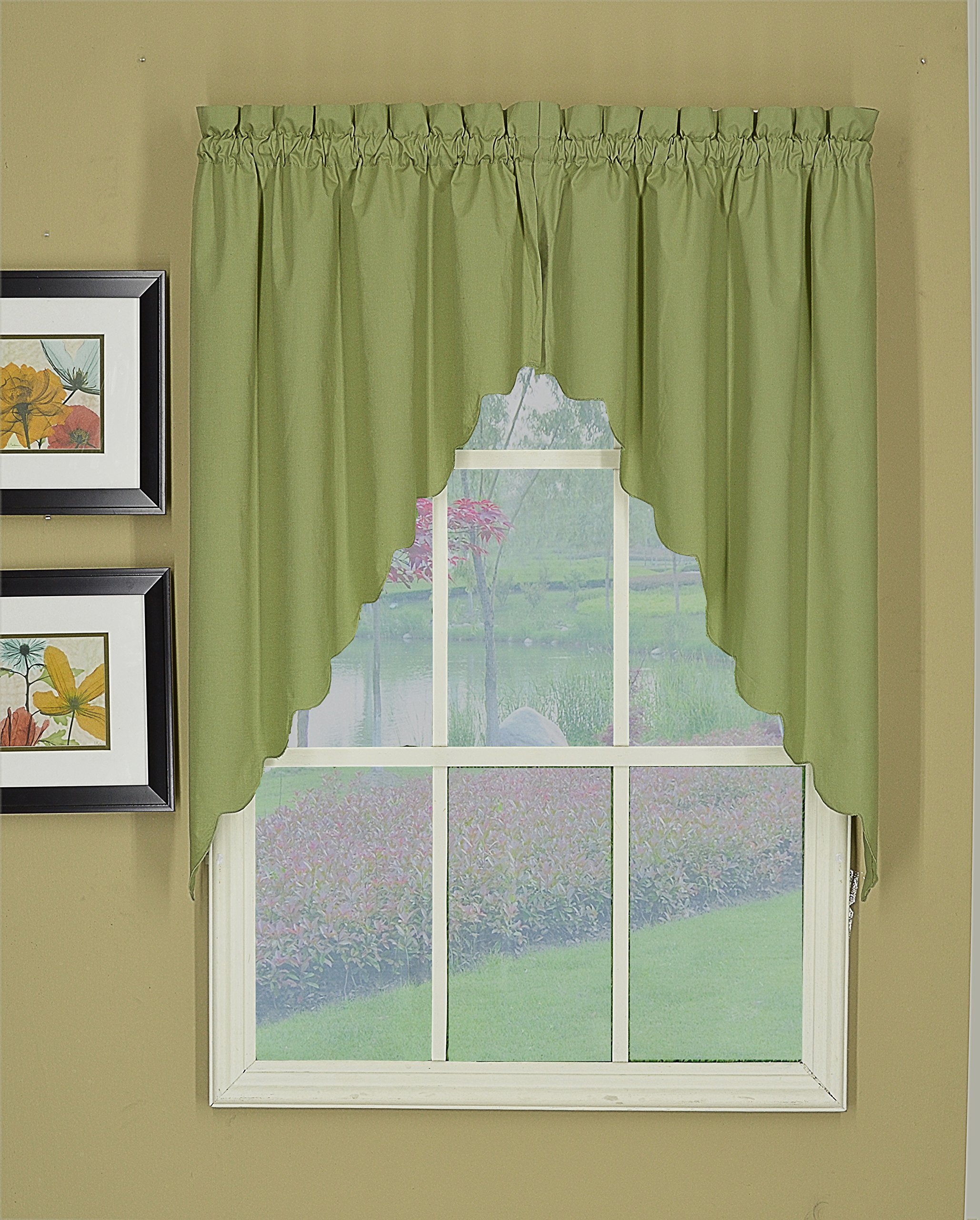 Orleans Scallop Curtain, Sage 38" Swag Pair, 60" W x 38" L, Sage