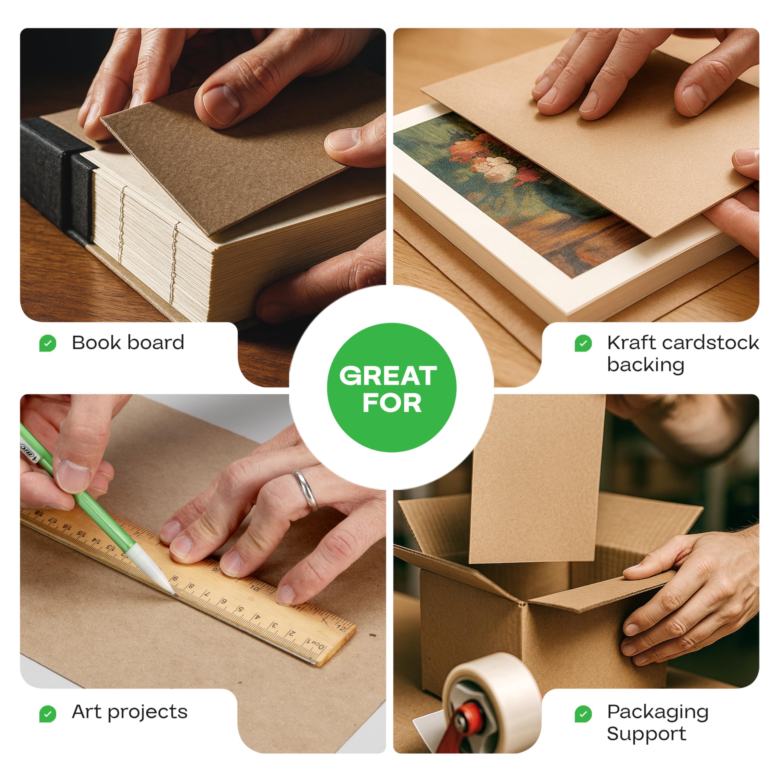 IDL Packaging - 200 fogli di carta kraft, 200 x 200 fogli, realizzati negli Stati Uniti, per scrapbooking, incorniciatura, cartone da 0,1 cm di spessore, timbri