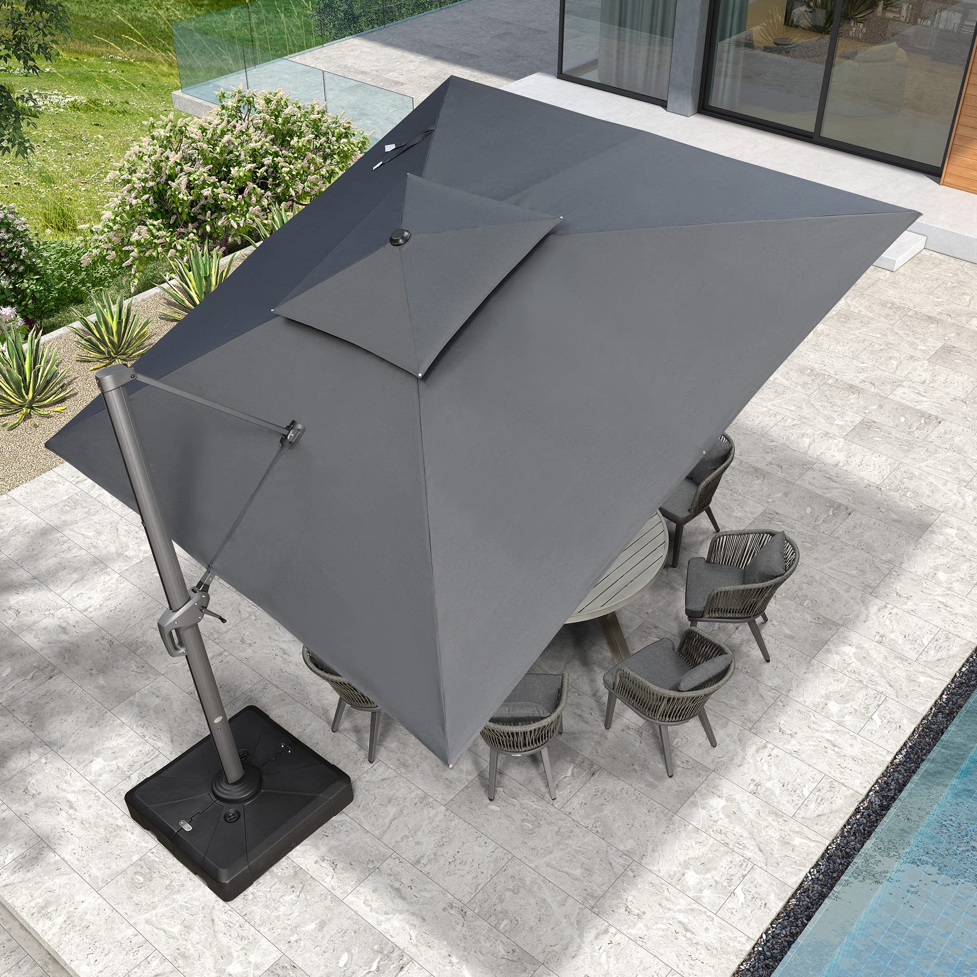 Amazon.com : PURPLE LEAF 12 FT Cantilever Umbrella Outdoor Patio  Eco-Friendly Olefin Umbrella, Large Offset Square Umbrella, Windproof Heavy  Duty Hanging Outside Umbrella for Patio, Dark Grey : Patio, Lawn u0026 Garden