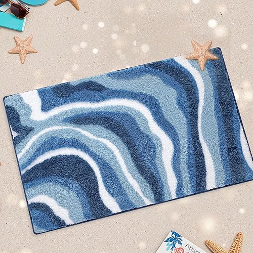 Miniatura 8 de LUMI Alfombra de baño absorbente con parte trasera de goma antideslizante, lavable a máquina, alfombra de baño ondulada suave de microfibra de