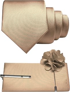 Formal Necktie Solid Color Tie and Pocket Square with Tie Clip Lapel Pin Sets for Men 4PCS