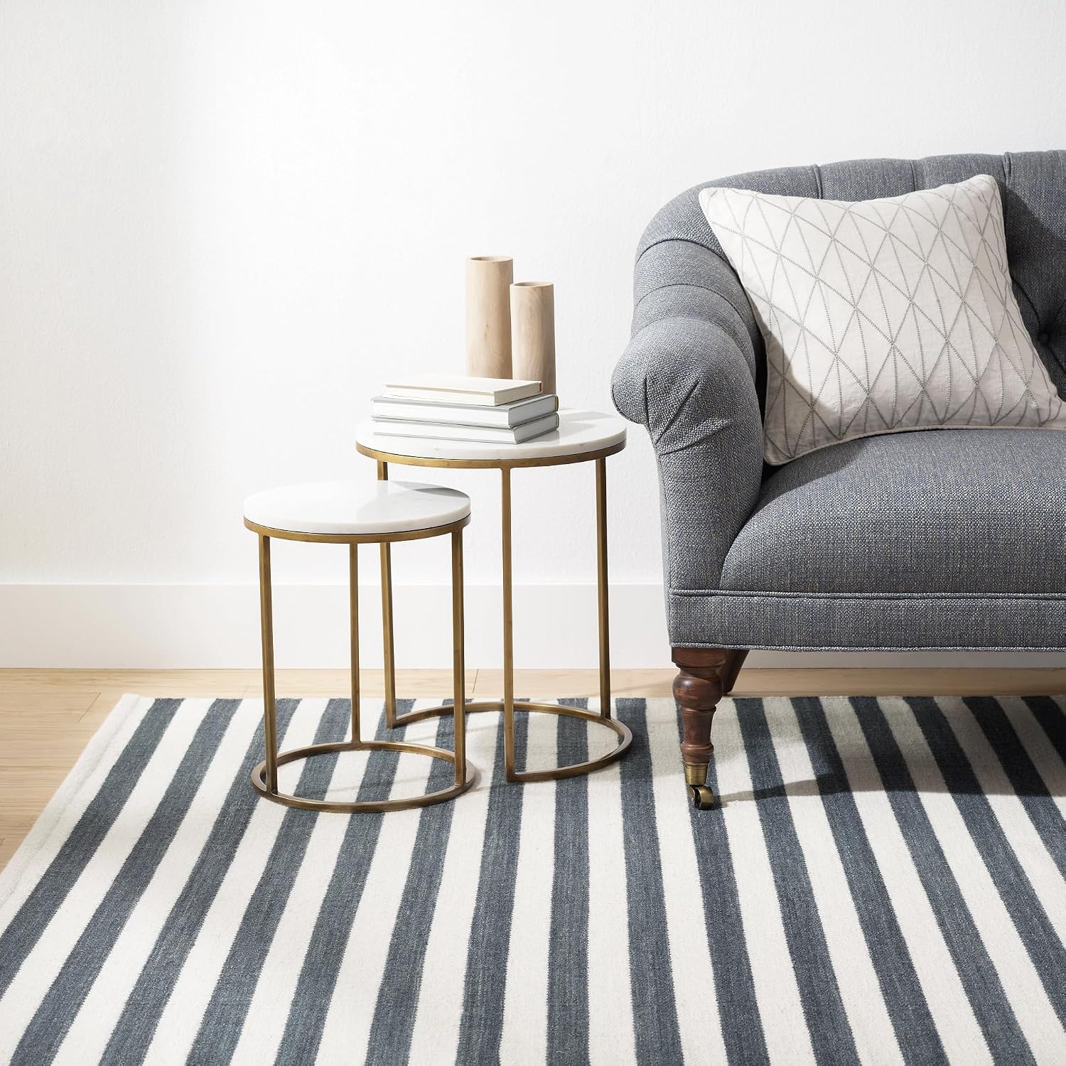 Home Conservatory Ladder Stripe Black/Ivory Handwoven Wool 4 X 6 Feet, Black/Ivory Stripe Pattern