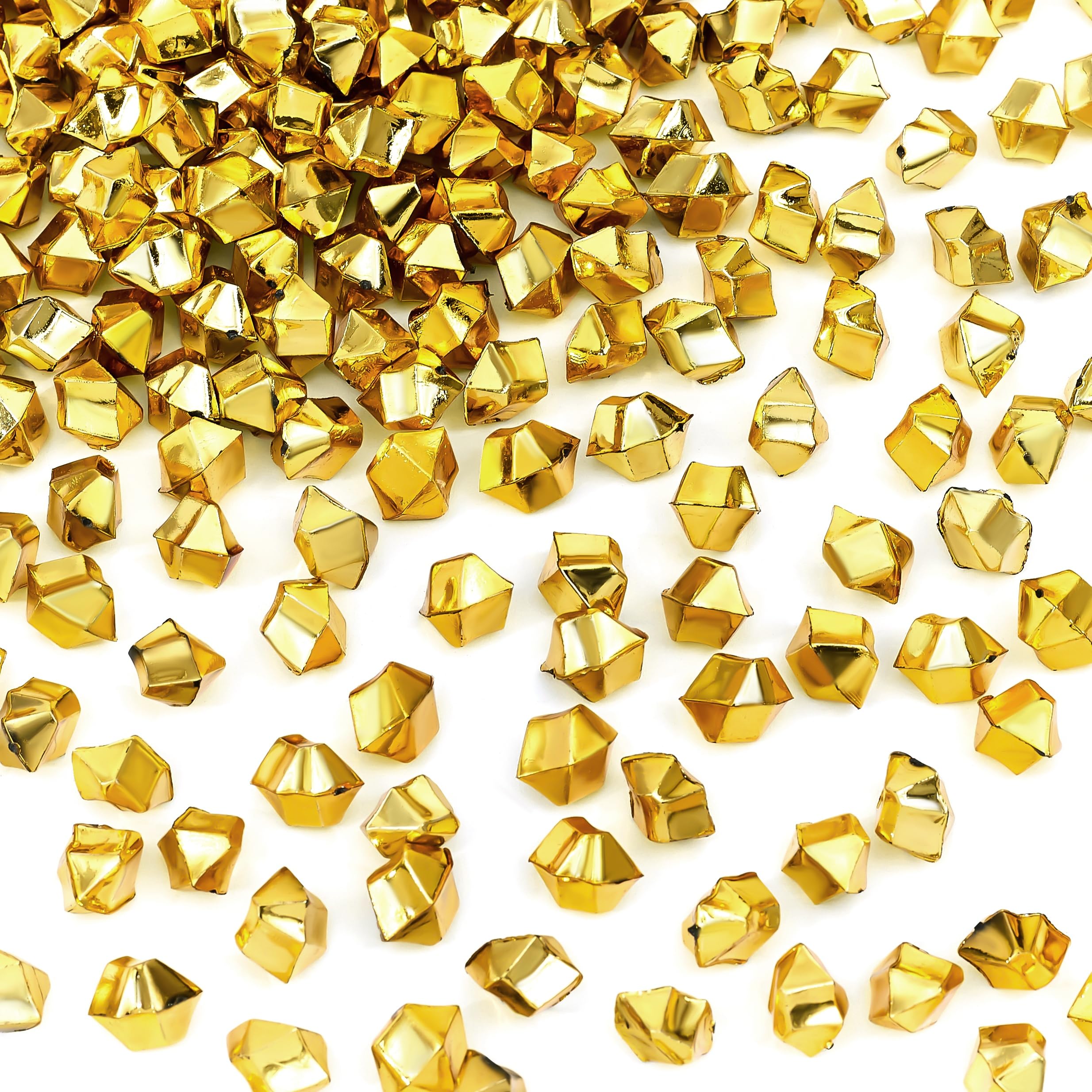 MAIBAOTA 500 PCS Gold Fake Ice Cubes 11x14 mm Vase Fillers Acrylic Crushed Ice Rocks Plastic Diamonds Gems Decorative Stones for Wedding Party Table Decorations and DIY Crafting