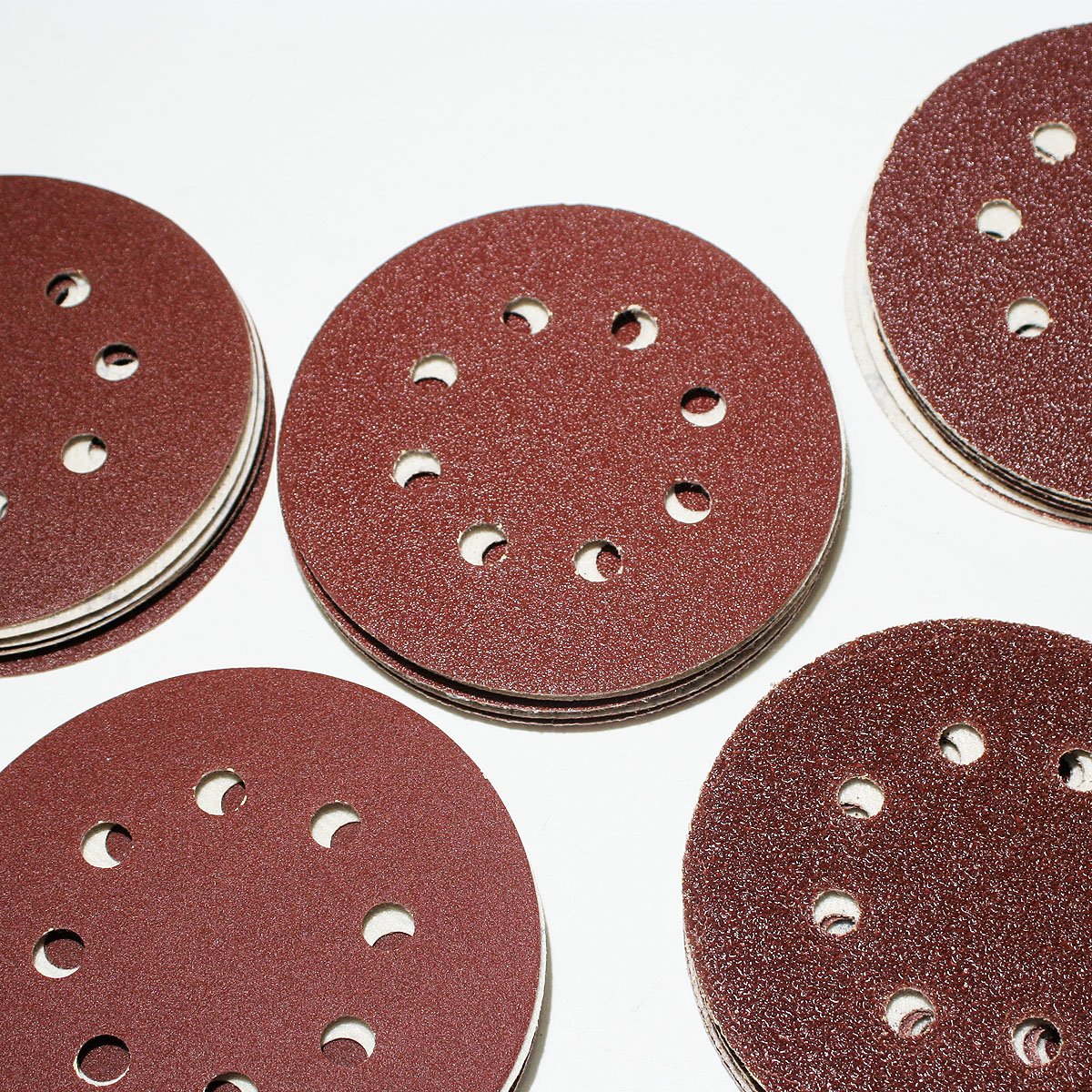 500er Pack Schleifscheiben Ø125mm, 5 Körnungen, 125mm (Ø), Großpackung Schleifpapier in fünf Körnungen für Exzenter-Schleifer