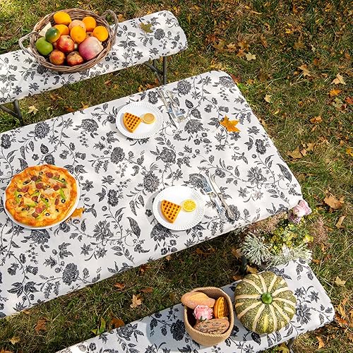 ARTABLE Fundas de mesa de picnic, para primavera y verano, bordes elásticos, rectangulares, de 6 pies, impermeables, para camping, viajes, mesa de