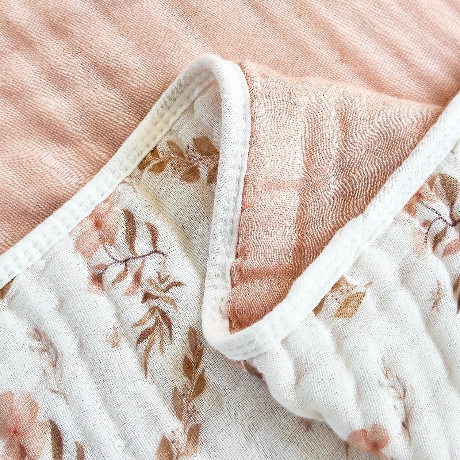 SANACYNA 100% Cotton Muslin Blanket 6-Layer Gauze King Size Floral Bed Blanket Lightweight Soft and Breathable Blanket for Sofa Couch Bed Coverlet Keep Warm (Floral, King 90" X 104") - Image 4