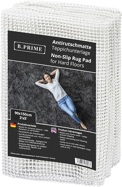 B.PRIME 3x5 feet / 90x150 cm Universal Non-Slip Rug Underlay for Hard Floors.