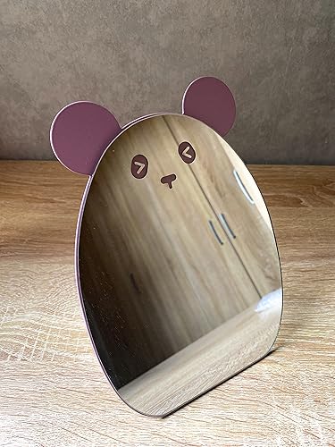 Miniatura 10 de Espejo de escritorio para niñas, bonito espejo de escritorio compacto rosa con soporte en forma de animal, espejo de maquillaje, regalo para hija