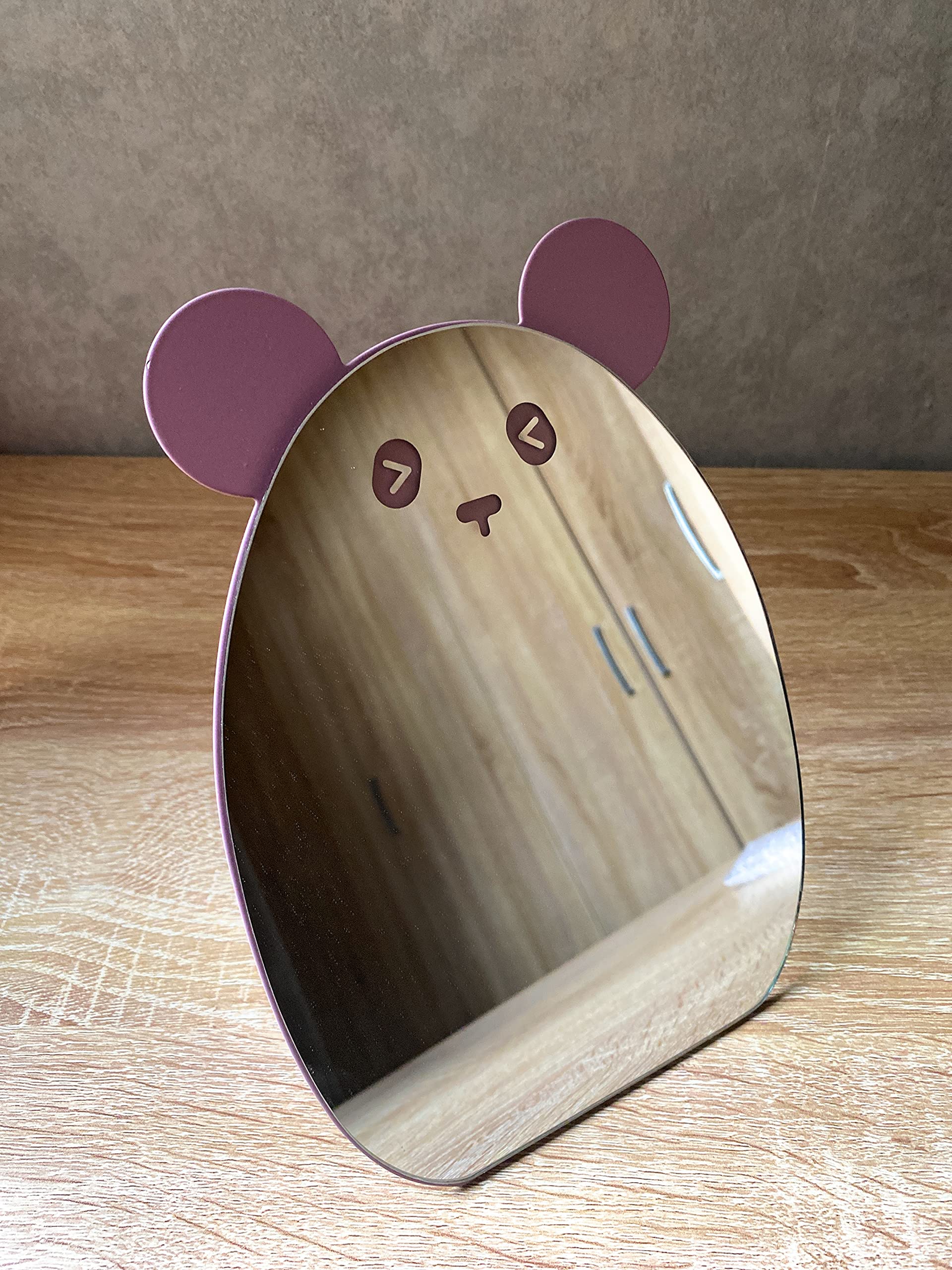Kawaii Kinder Make-up Spiegel – Violetter Panda Mit Ständer, Tischspiegel Für Mädchen