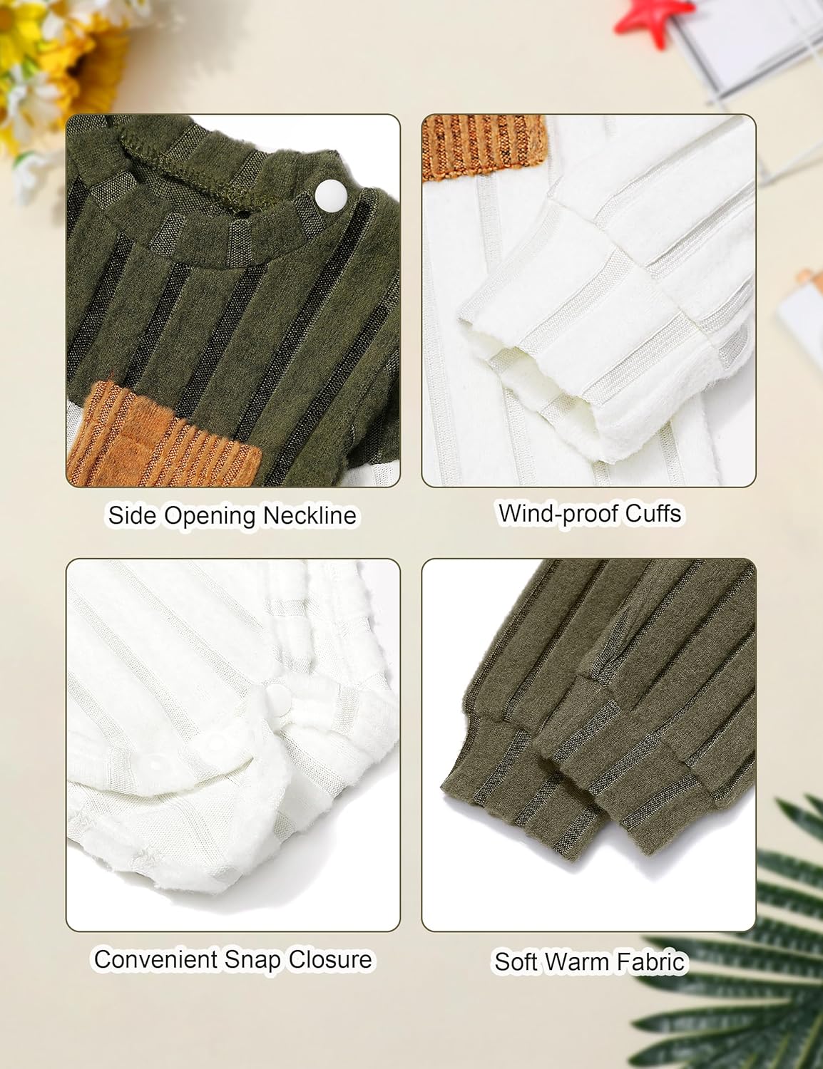 Baby Boy Clothes Color Block Ribbed Knitted Outfits Long Sleeve Romper+ Pants 2PCS Outfit 0-12 Months - Image 4