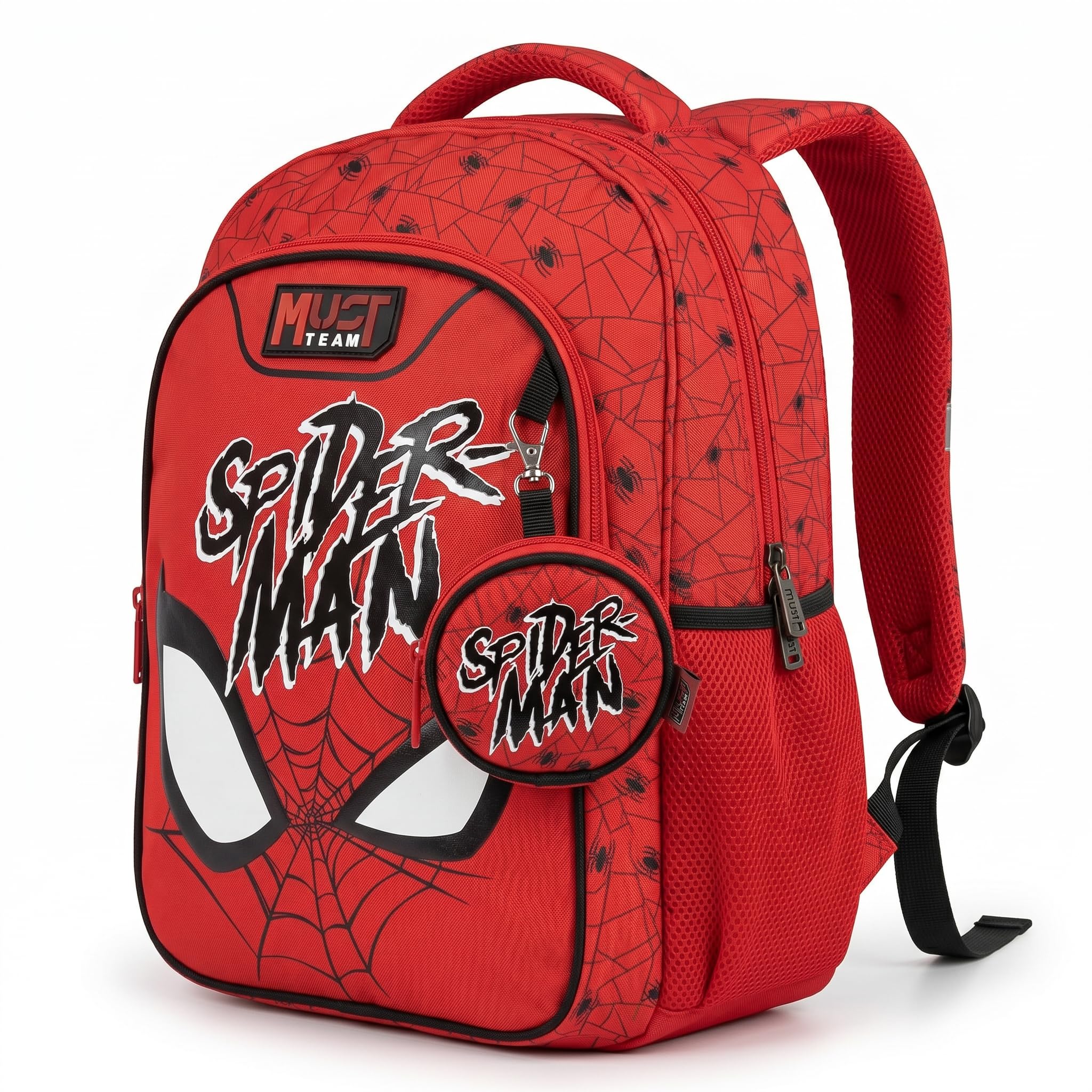 Marvel Spiderman Mochila para niños | Mochila escolar con 3 compartimentos para escuela primaria | Correas reflectantes acolchadas y bolsillos laterales para botellas de agua