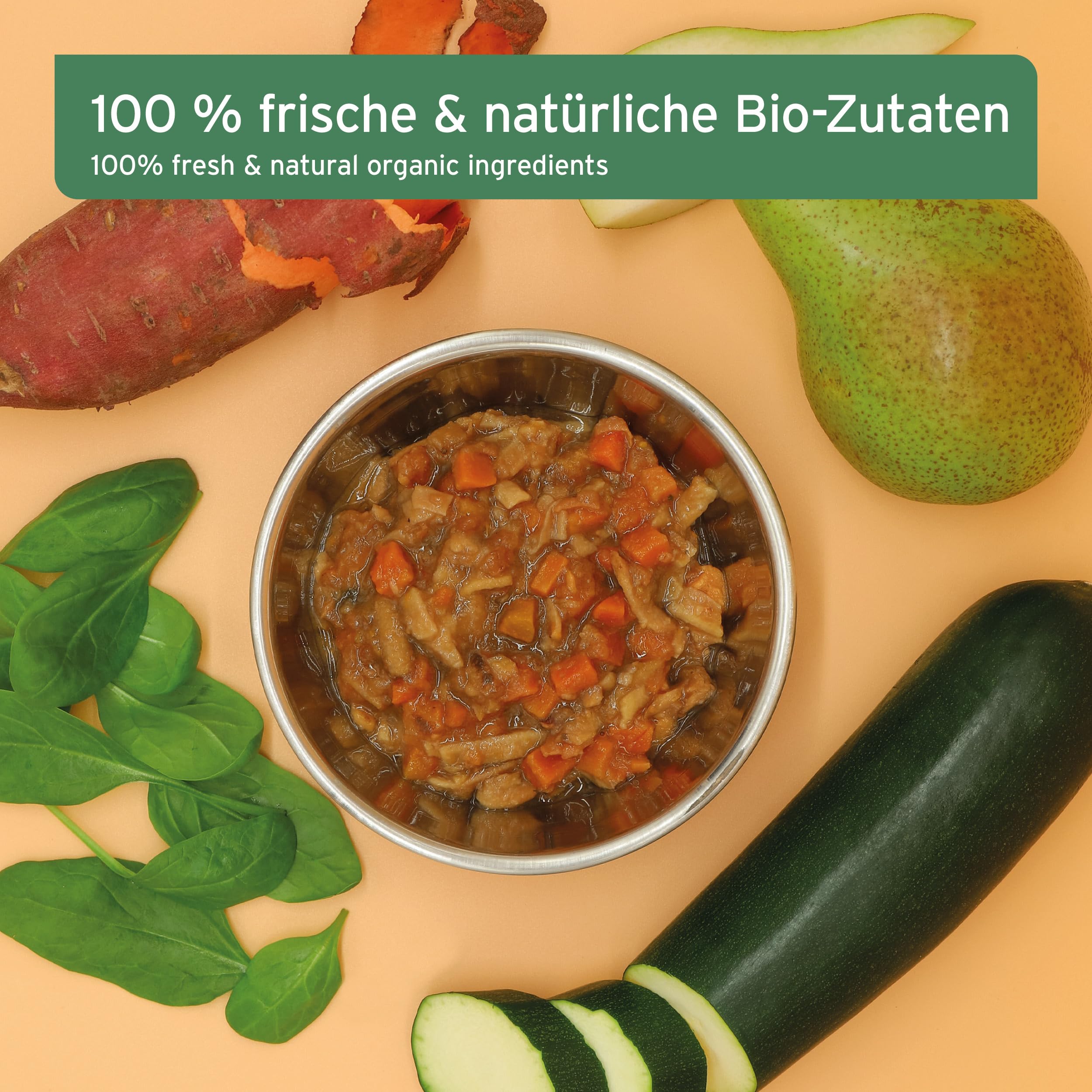 AniForte Barf-Püree Süßkartoffel & Birne - Bio Obst & Gemüse für Hunde 5x150 g - Futter-Topping zum Barfen, natürliche Barf Ergänzung