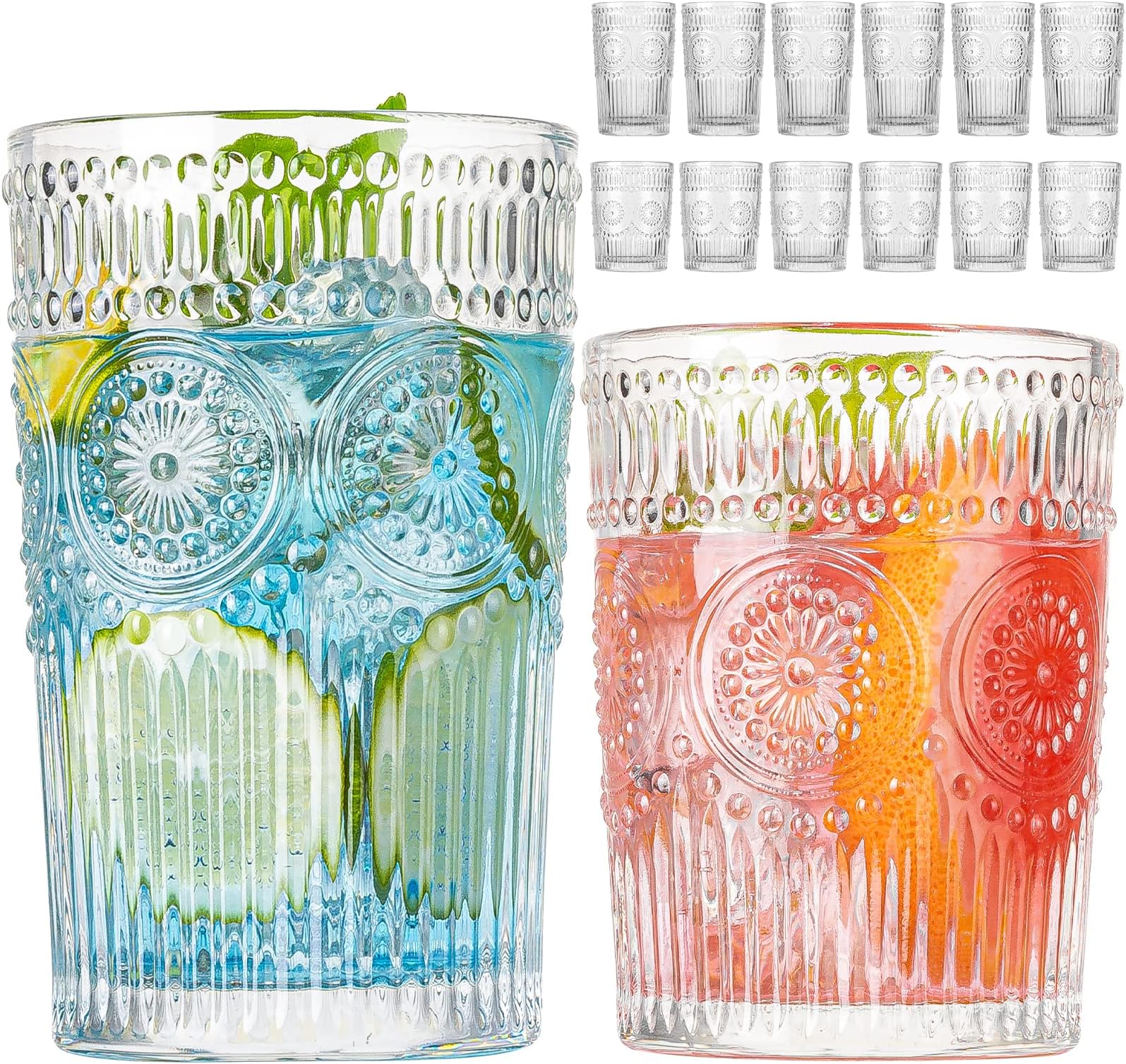 Amazon.com: 6 Pcs Glass Cups With Lids And Straws, 16oz Glassware Sets ...