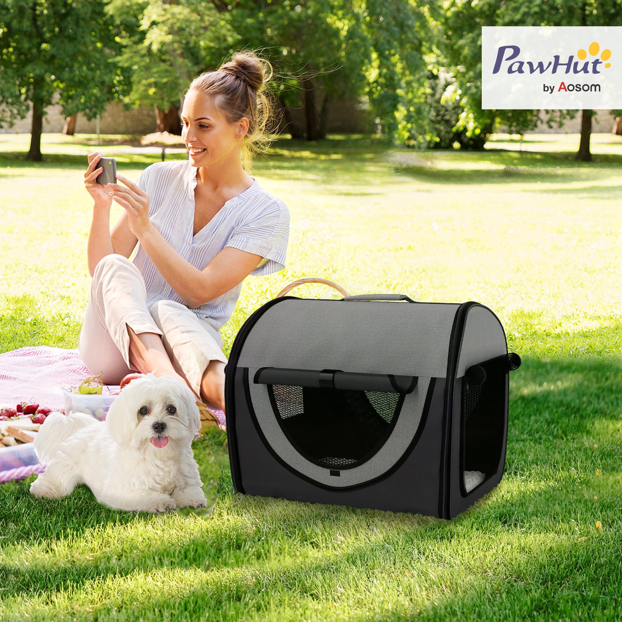PawHut Faltbarer Transport für Miniaturhunde 46x36x41cm Schwarz