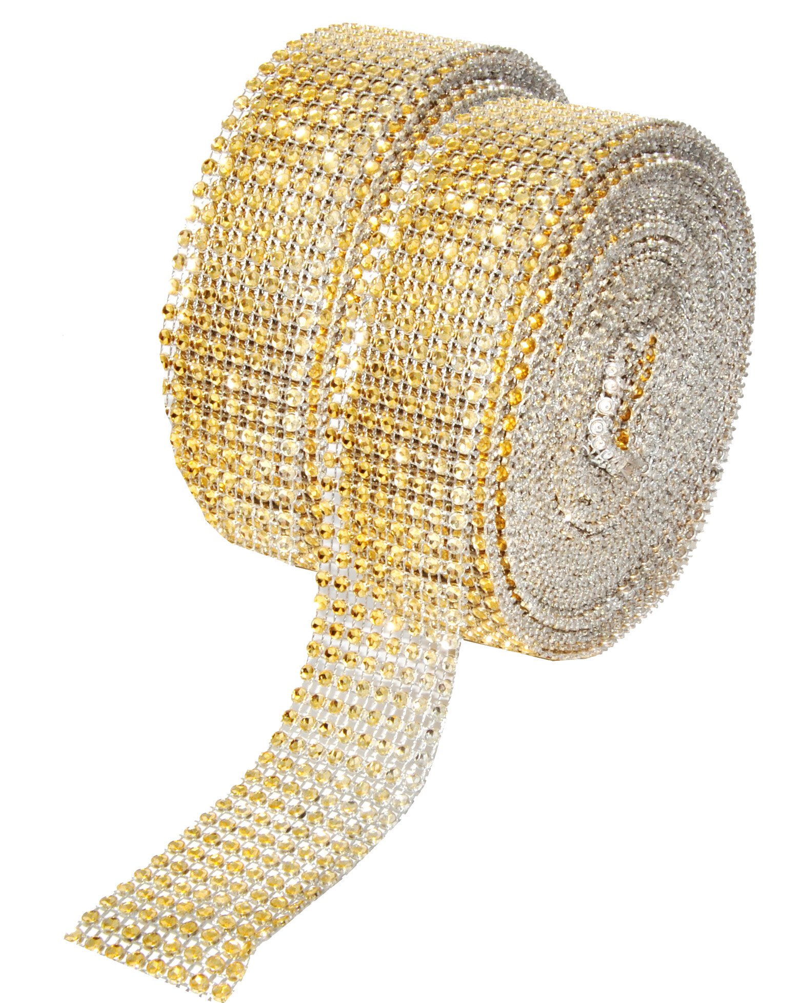 Amazon.com: Mandala Crafts Gold Bling Wrap Rhinestone Ribbon - 1.5 in ...