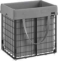Vista 54 de SONGMICS 29 Gal. (110L) Laundry Basket, Laundry Hamper, Collapsible Clothes Hamper, Removable and Washable Liner, Metal Wire Frame, for Bedroom