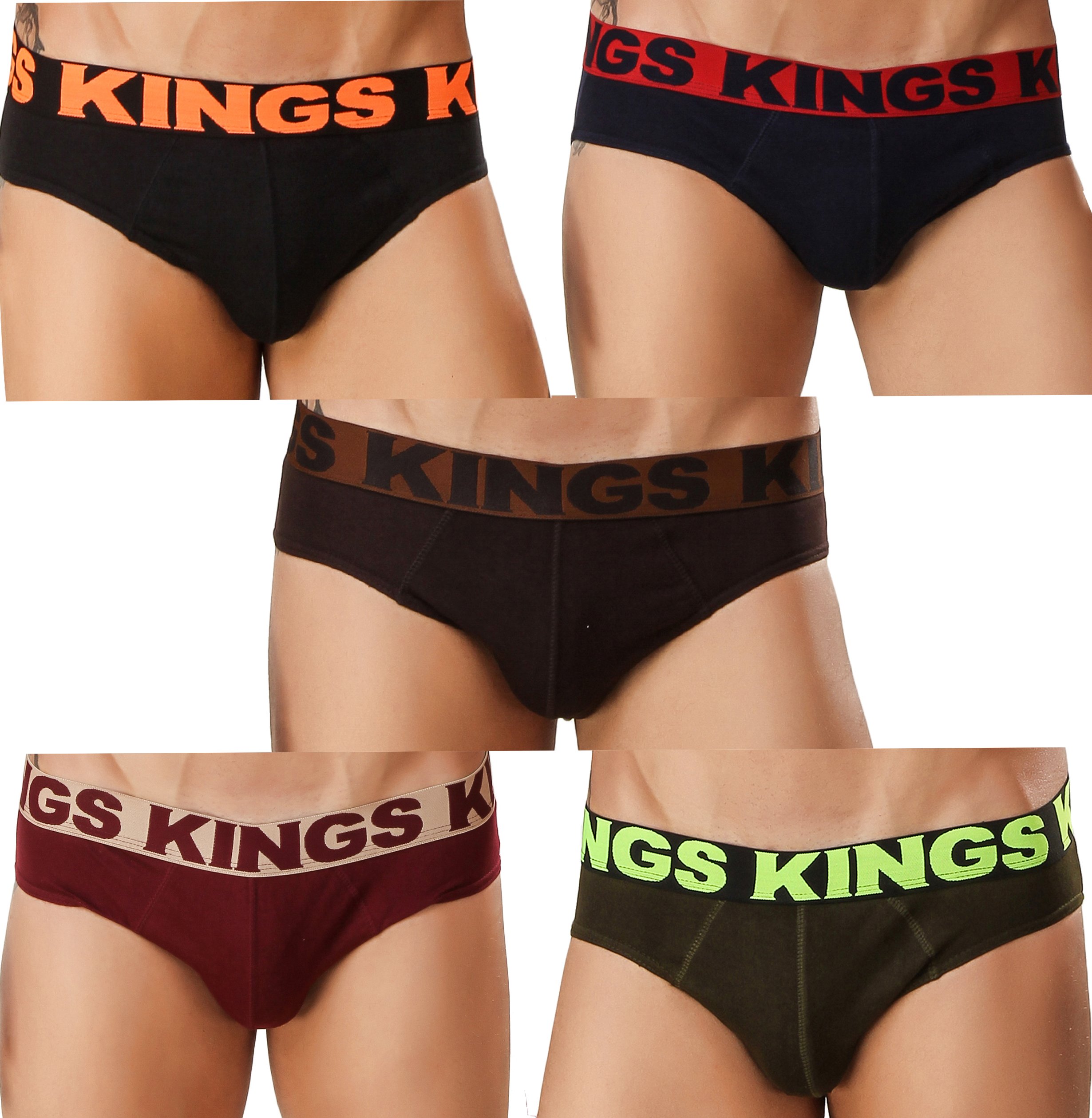 HAPKings Men Modern Neon Pop Color Brief/Multicolor Marco Brief Pack of 5 / Innerwear