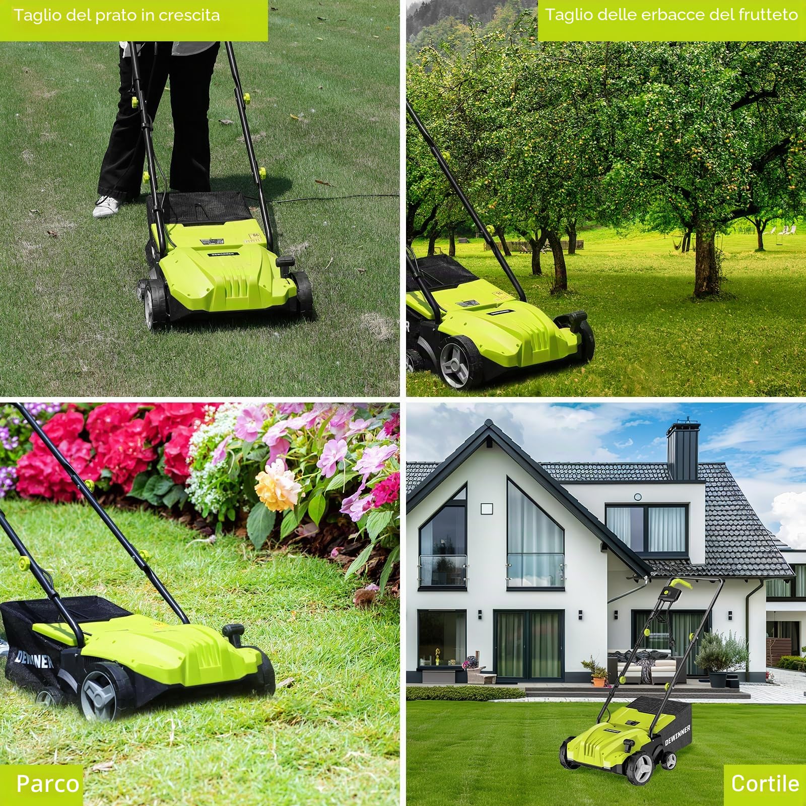 DEWINNER Scarificatore arieggiatore elettrico 2in1 1500W 32cm 30L 4 livelli profondità regolabile