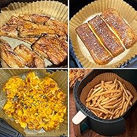 Vista 5 de Forro de papel desechable para freidora de aire, 100 piezas de papel pergamino redondo antiadherente de 6.3 pulgadas, a prueba de aceite, a prueba