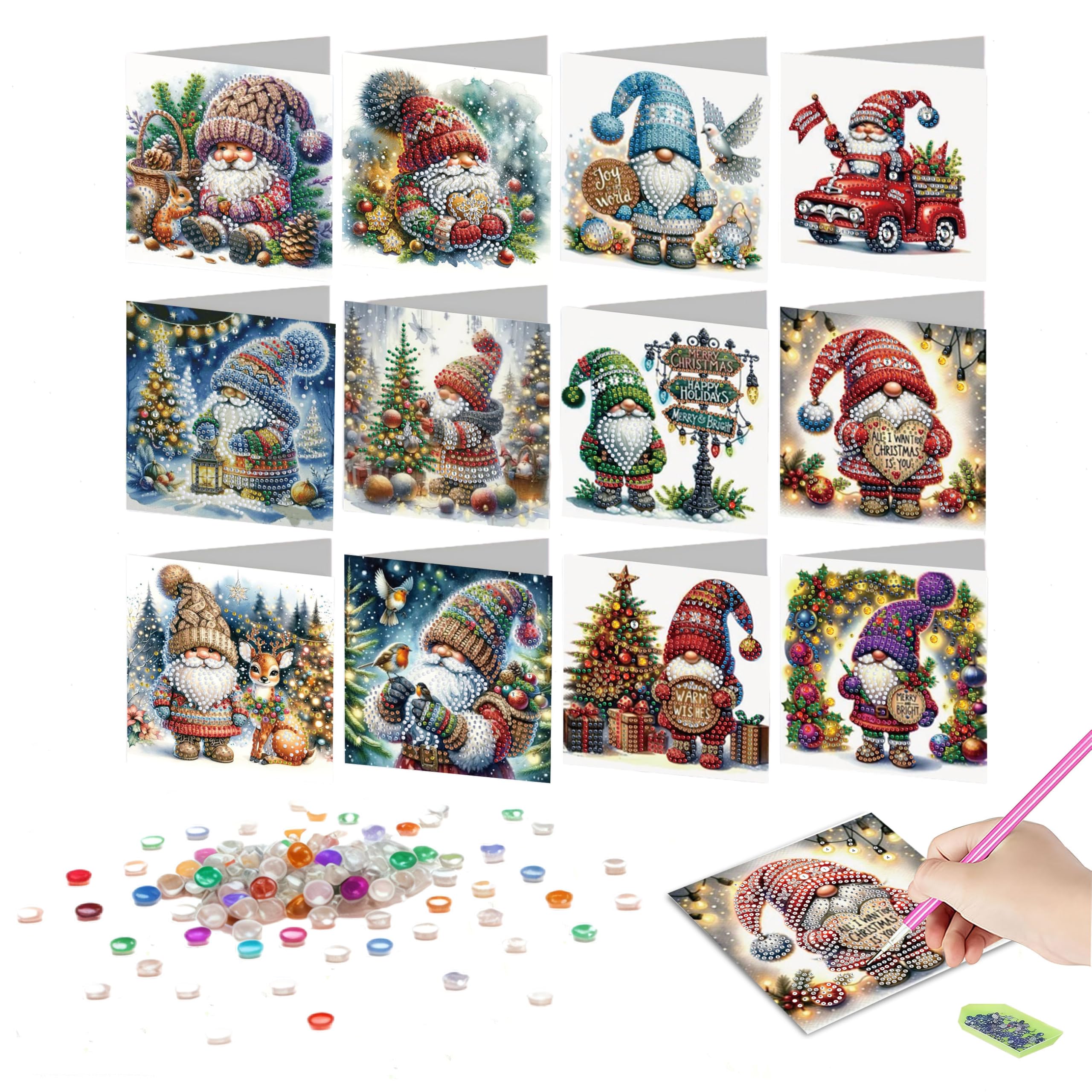 Diamond Art Christmas Cards - DIY Holiday Craft Kits -1