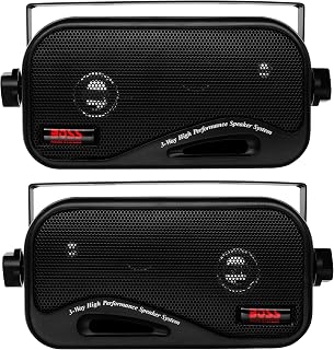 BOSS AVA6200 3-Inch Enclosed 3-Way Speakers - 200W Pair, Full Range Marine/Outdoor/Indoor Audio, Durable & Powerful