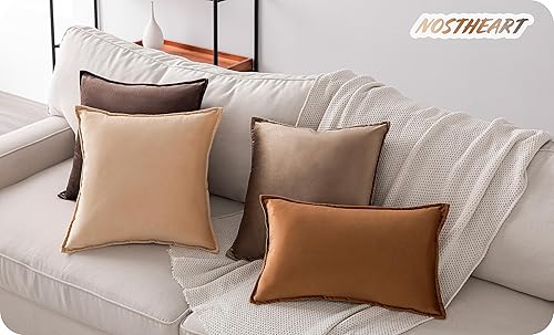 Miniatura 6 de NOSTHEART Juego de 4 fundas de cojín decorativas de 12 x 20 pulgadas, fundas de almohada rectangulares de terciopelo suave de lujo para sofá,