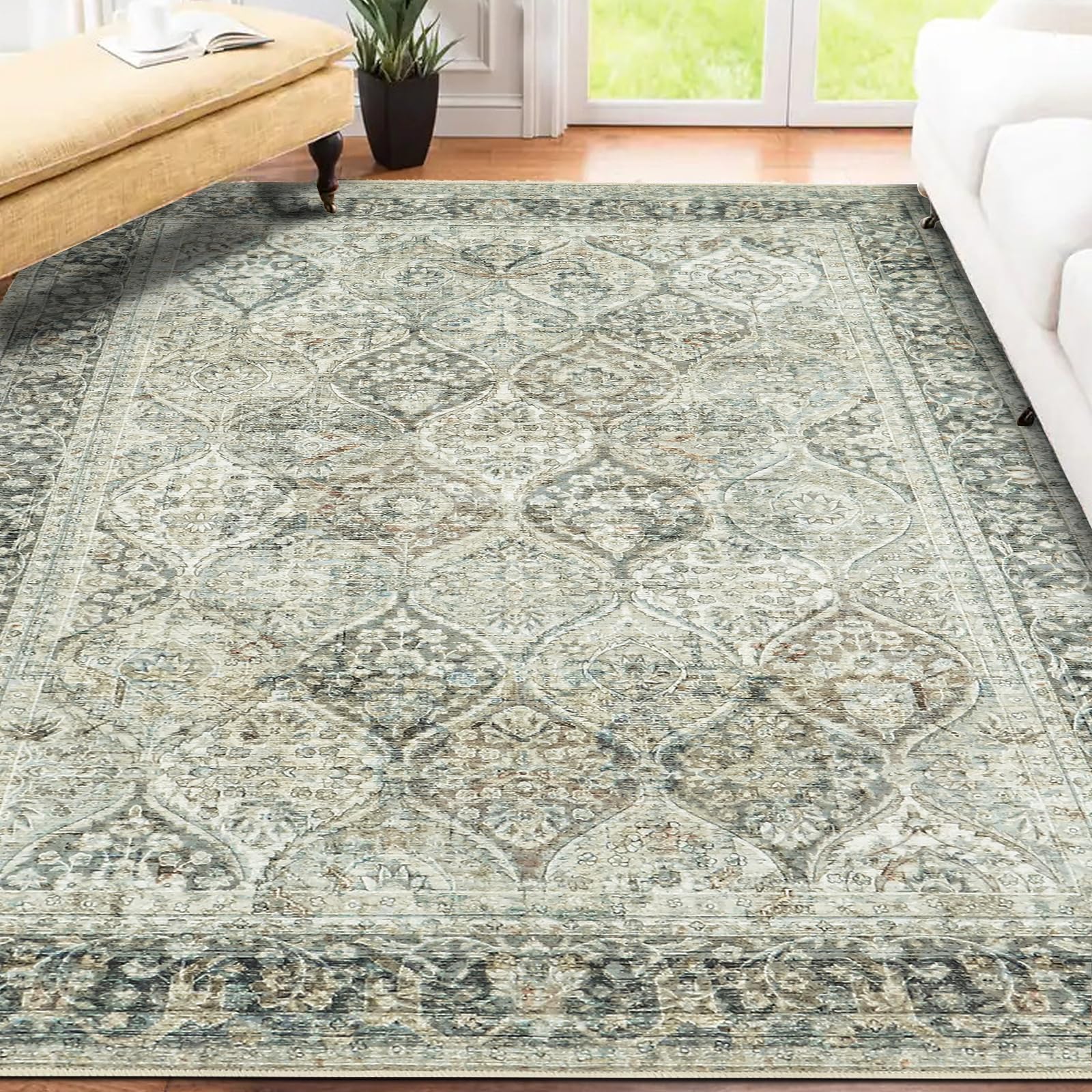 Zmywalne dywaniki do salonu, duże miękkie krótkie runo, do sypialni, klasyczne do kuchni, jadalni, antypoślizgowe, przeciw zgubieniu (180 x 270 cm)