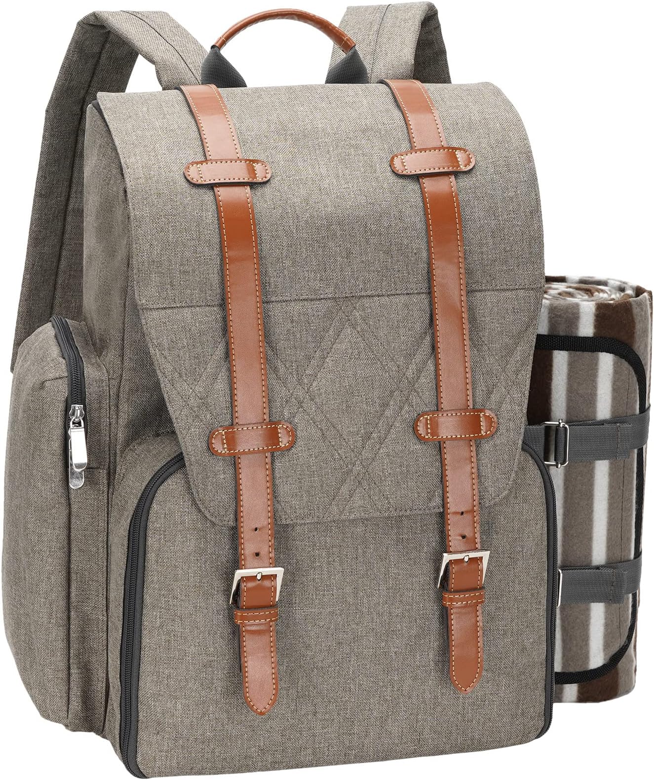 Picnic At Ascot 2 Person Picnic Backpack With Cooler, Wine Holder & Blanket - Fully Equipped Set