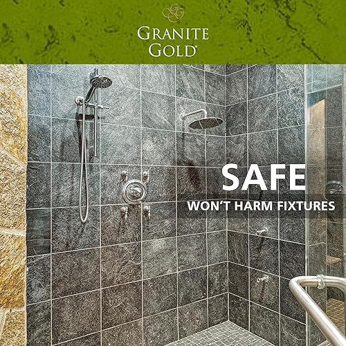 Miniatura 3 de Granite Gold Spray limpiador de ducha para superficies de cuarzo, granito, mármol, cerámica y otras superficies de piedra, 64 onzas líquidas y 24