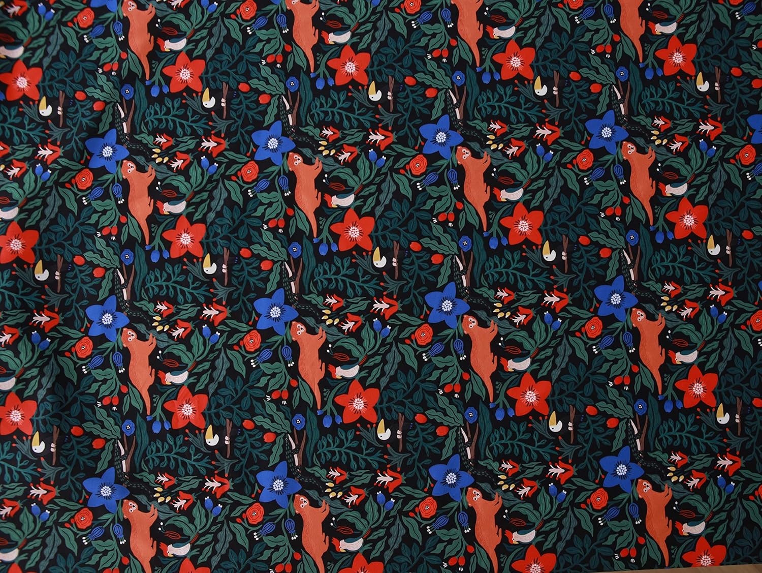COTTONVILL MALLANGLUNA Collection 20COUNT Cotton Print Quilting Fabric-Floral Forest (3yard, Jungle-2)