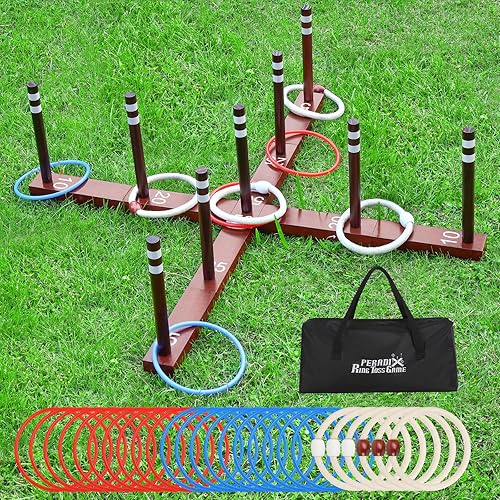 Peradix Juego de lanzamiento de anillos para niños, diversión en interiores y exteriores, juego de césped para familias y adultos, fácil de