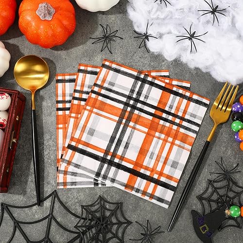 Miniatura 4 de AnyDesign Paquete de 80 servilletas de papel de Halloween de 6.5 pulgadas, servilletas de cena desechables para Halloween, fiesta de cumpleaños,