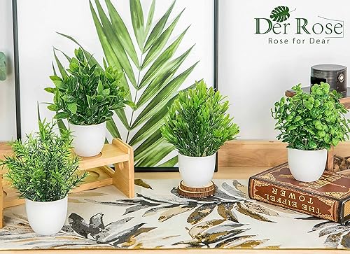 Miniatura 3 de Der Rose Paquete de 8 plantas falsas pequeñas artificiales en maceta para el hogar, oficina, granja, baño, dormitorio, decoración interior