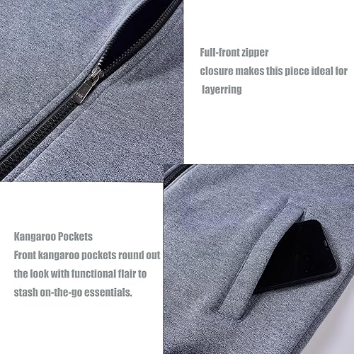 Miniatura 5 de OHSNMAKSL Sudaderas con capucha para hombre, forro polar cálido, sudadera con capucha y cremallera completa, abrigos de entrenamiento deportivo