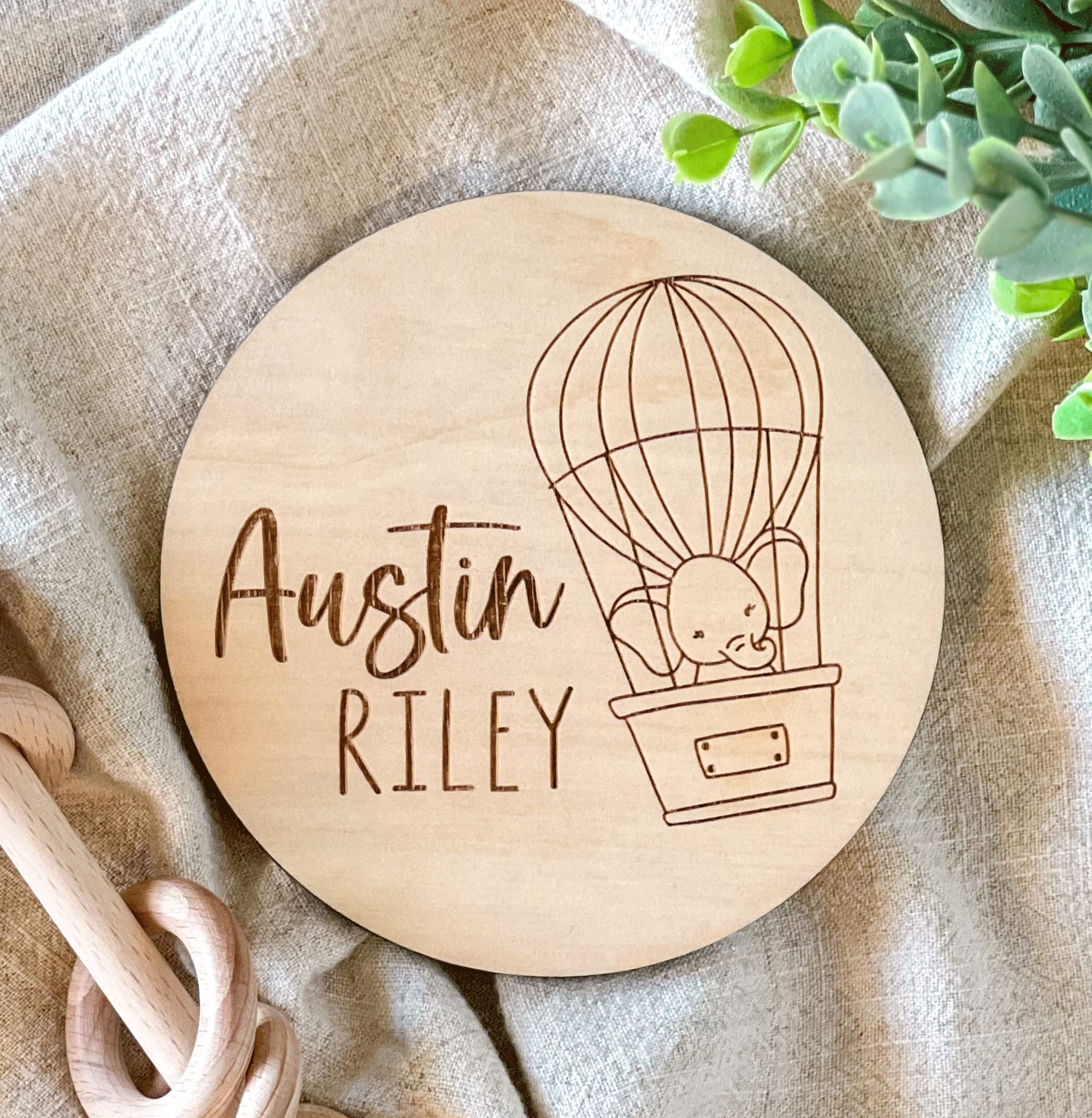 Personalized Newborn Announcement Sign for Hospital - Single Sided - Wooden Birth Announcement Sign - Name Baby Announcement Sign Customized Gender Neutral (Single Sided Name Only)