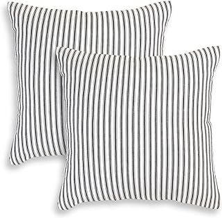 Cackleberry Home Black and White Ticking Stripe Woven Cotton Decorative ...