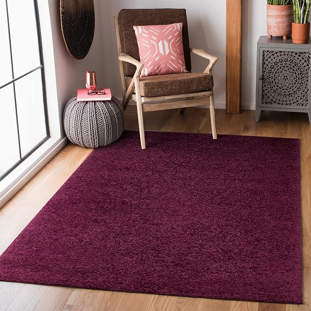 homeart Fluffy Shaggy RUG for Living Room, High-Pile (30mm) Super Soft Warm Plain Thick Luxury Area Carpet for Bedroom and Home Decoration, Small to Extra Large (Lavender/Purple, 80 x 150 cm)