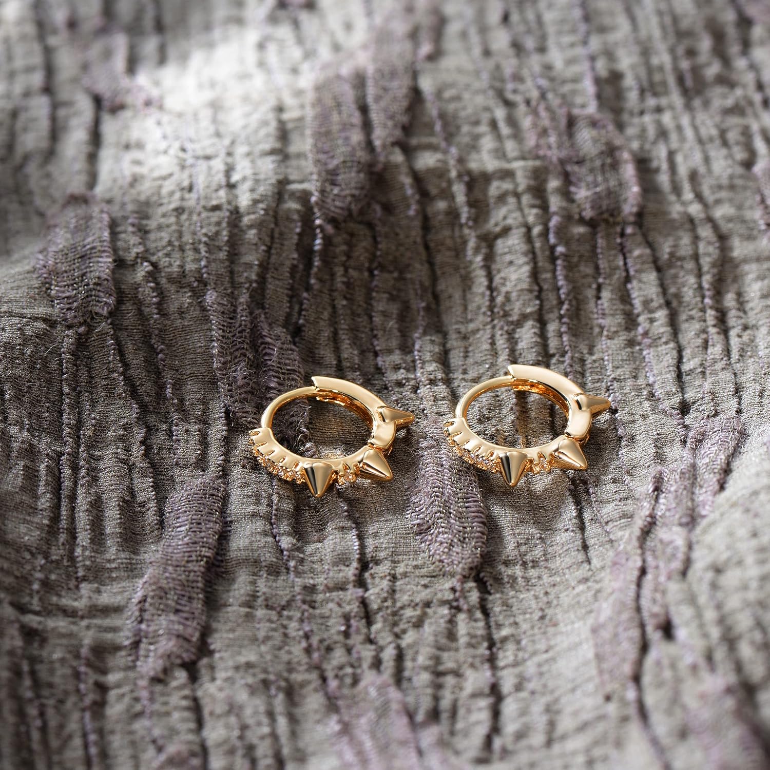 VACRONA Gold Hoop Earrings Huggie for Women Cubic Zirconia 14k Gold Plated Small Huggie Hoops Earrings Hypoallergenic Jewelry Gifts - Image 4