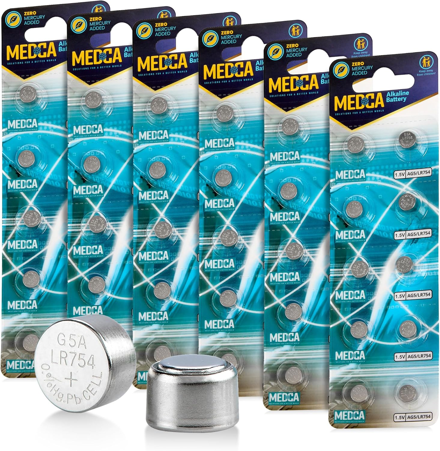 MEDca AG5 LR754 Batteries 60 Count Pack 1.5V Alkaline