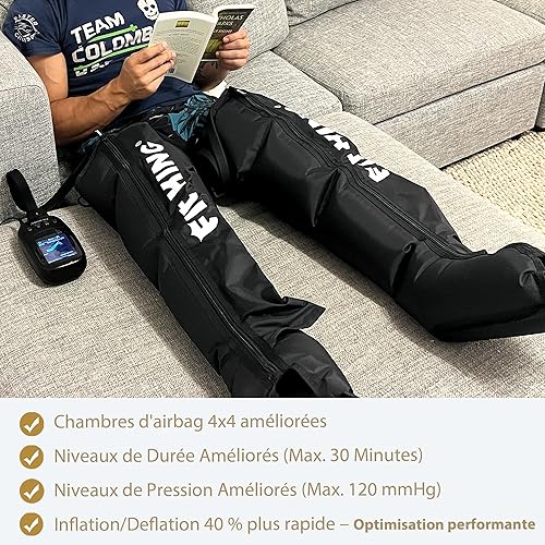 FIT KING Leg Massager, Recovery Boots Leg Massagers for Pain and Circulation Relaxing Foot Calf & Thigh Compression Massage Machine Enhance Sports Performance (Medium) - 3