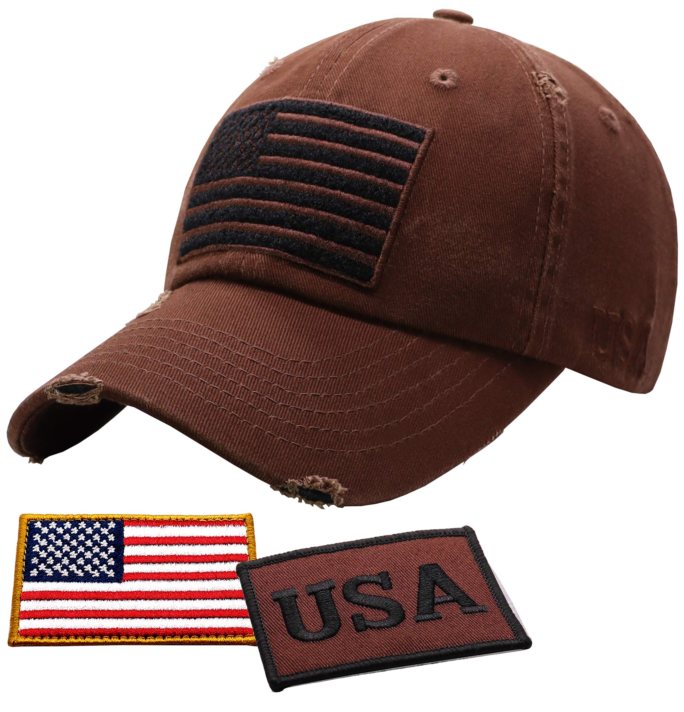 Antourage American Flag Unisex Baseball Hat for Men and Women | USA Flag Mesh Snapback Flat Visor Cap + 2 Patriotic Patches