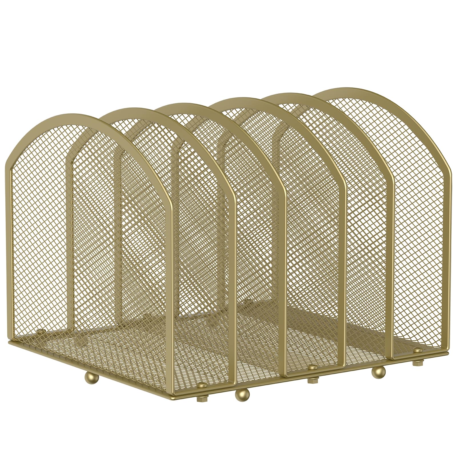 MINDEPOT Desk File Organizer 5 Sections Desktop Organizer File Sorter Office Organization File Folder Holder for Office School & Classroom (Gold, 5