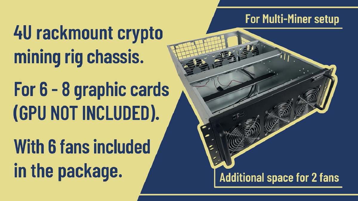 Amazon.com: 8 GPU Mining Rig Case - 4U Rack Mount Miner Server Chassis  Frame (8 Graphic Card Slots) 19